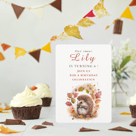 Fall vibes Hedgehog - födelsedagsinbjudan Inbjudningar