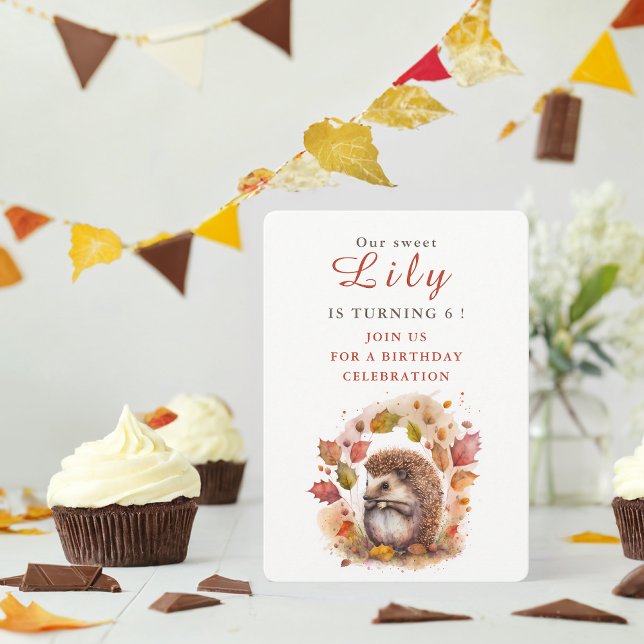 Fall vibes Hedgehog - födelsedagsinbjudan Inbjudningar (Skapare uppladdad)