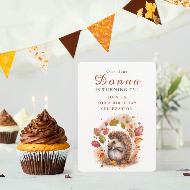 Fall vibes Hedgehog - födelsedagsinbjudan Inbjudningar (Skapare uppladdad)