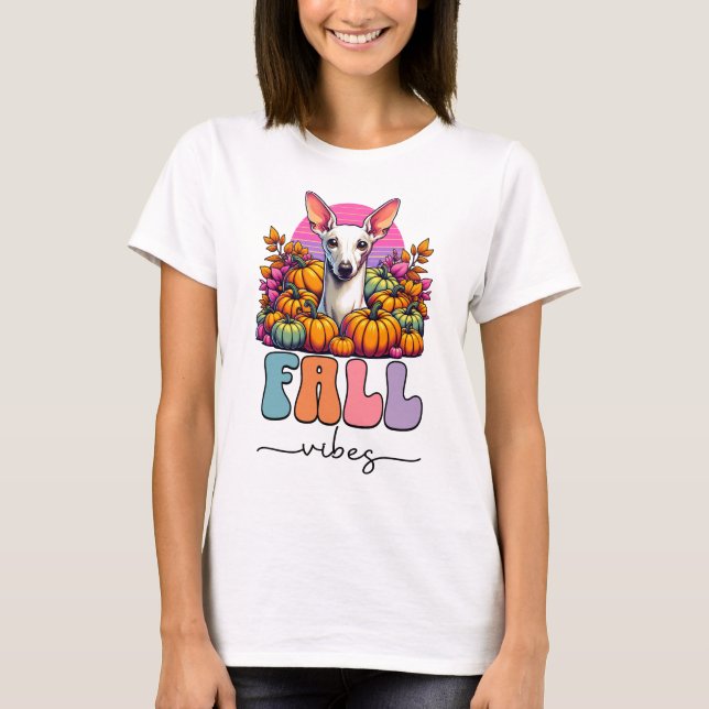 Fall Vibes Iggy Hund Pumpkin Patch Pastel Goth T Shirt (Framsida)