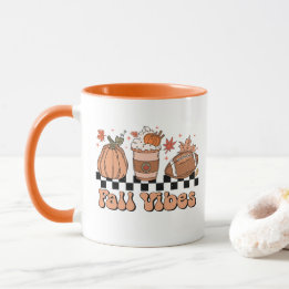 Fall Vibes Mugg, Pumpkin Season, Retro Fall Doodle Mugg