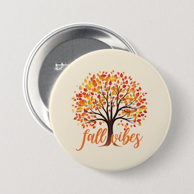 Fall Vibes - Mysiga Fall Träd Knapp (Framsida & baksida)