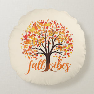 Fall Vibes - Mysiga Fall Träd Rund Kudde