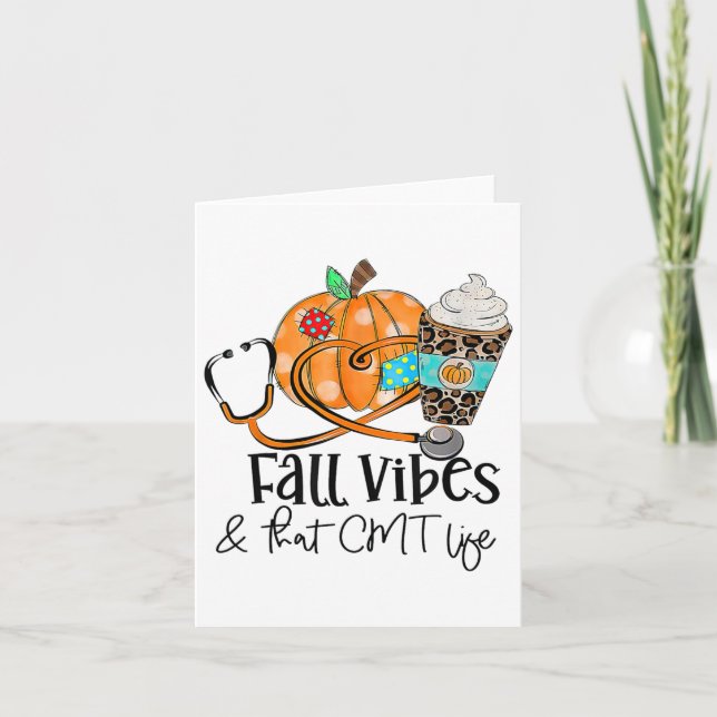 Fall Vibes och Cmt Life Pumpkin Leopard Thanksgivi Kort (Framsida)