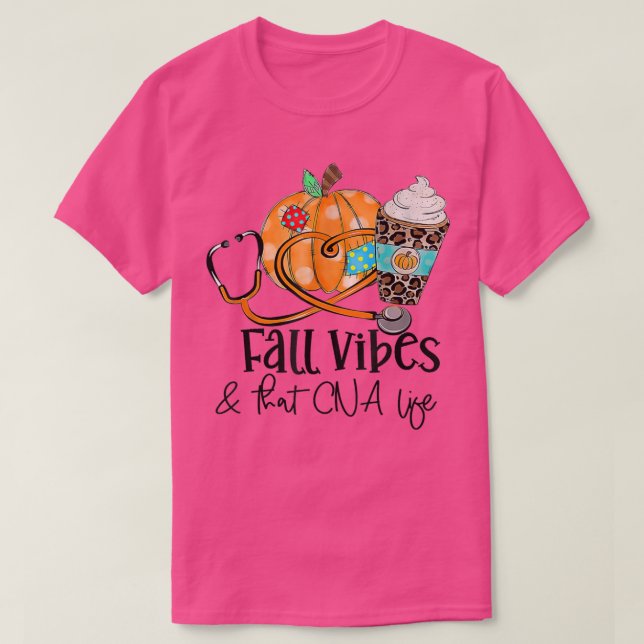 Fall Vibes och Cna Life Pumpkin Leopard Thanksgivi T Shirt (Design framsida)
