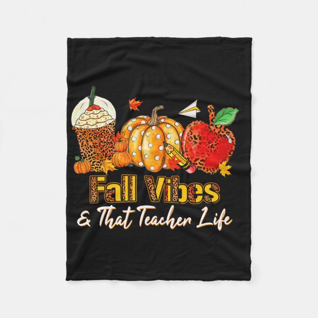 Fall Vibes och läraren Life Apple Pencil Fleecefilt (Framsidan)