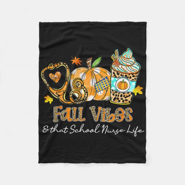 Fall Vibes och skolsjuksköterskan Life Stethoscope Fleecefilt (Framsidan)