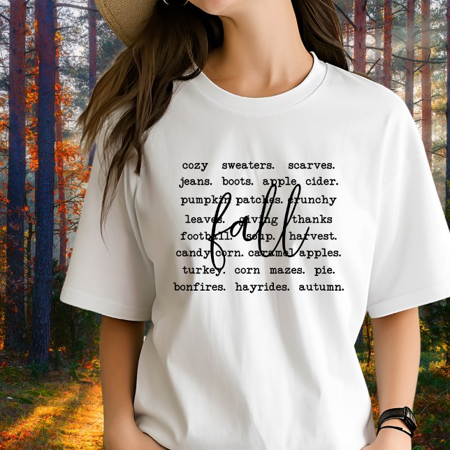 Fall Vibes Ord Collage T Shirt (Skapare uppladdad)