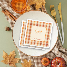 Fall Vibes Plaids Thanksgiving Party Customize Pappersservett