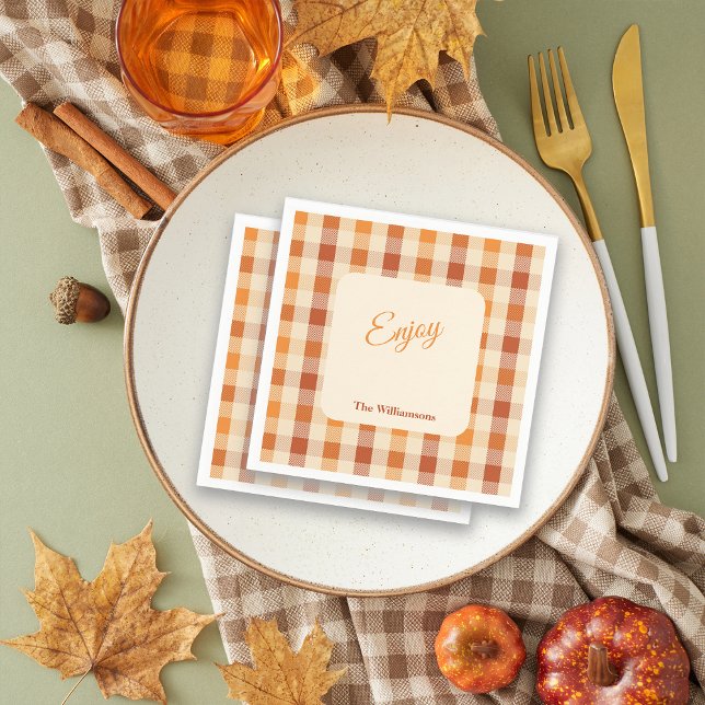 Fall Vibes Plaids Thanksgiving Party Customize Pappersservett (Skapare uppladdad)