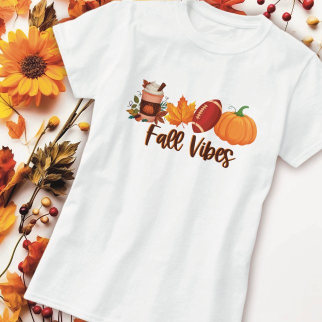 Fall Vibes Pumpkin Spice Football T Shirt (Skapare uppladdad)