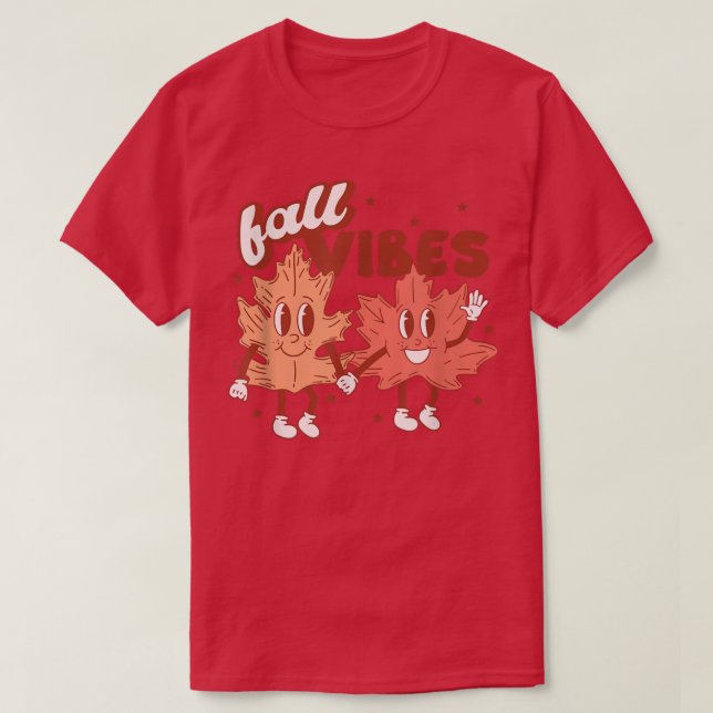Fall Vibes Pumpkins Funny Löv Autumn Vibes Red T Shirt (Design framsida)