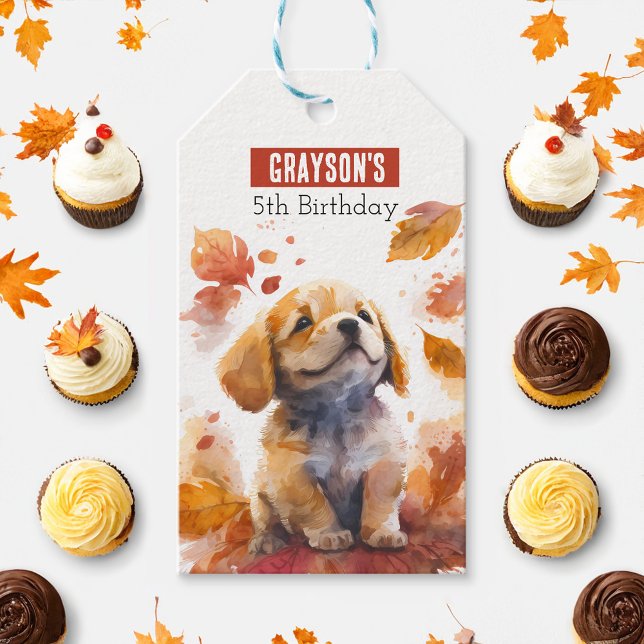 Fall vibes Puppy - Födelsedagsfest - Presentetikett (Skapare uppladdad)