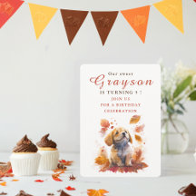 Fall Vibes Puppy - födelsedagsinbjudan