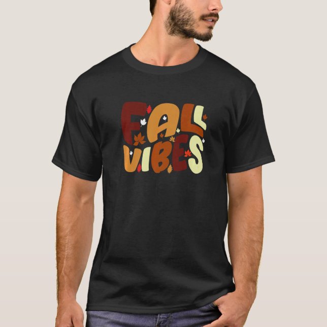 Fall Vibes Retro Thankful Vibes Autumn Groovy Than T Shirt (Framsida)