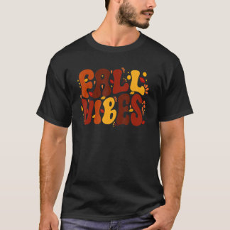 Fall Vibes Retro Thankful Vibes Autumn Groovy Than T Shirt