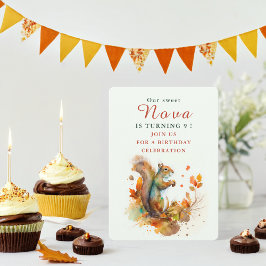 Fall vibes Squirrel - födelsedagsinbjudan Inbjudningar