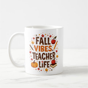 Fall Vibes Teacher Life - Retro Cute Personlig Kaffemugg