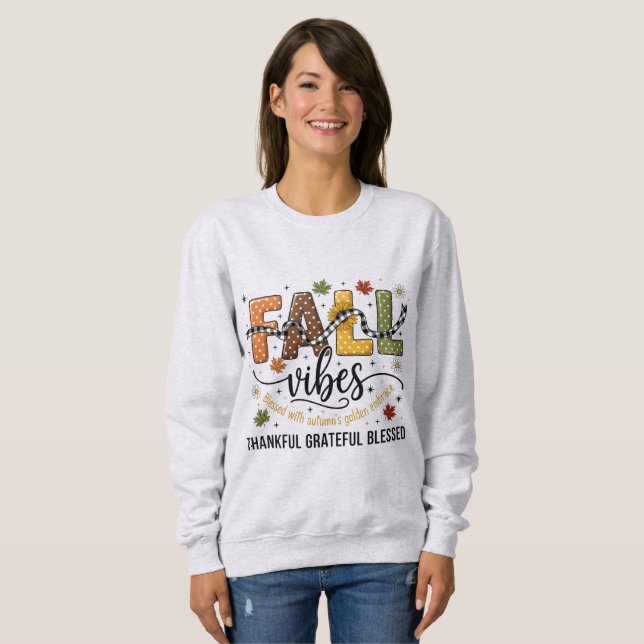 Fall Vibes  – Thankful Grateful Blessed  T Shirt (Hel framsida)