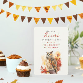 Fall Vibes Uggla - födelsedagsinbjudan Inbjudningar