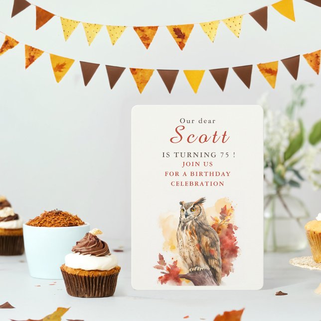 Fall Vibes Uggla - födelsedagsinbjudan Inbjudningar (Skapare uppladdad)
