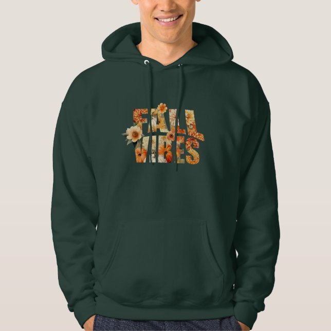 Fall Vibes vattencolor wildblommor höst löv Hoodie (Framsida)