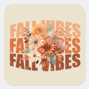 Fall vibes vattencolor wildblommor löv fyrkantigt klistermärke