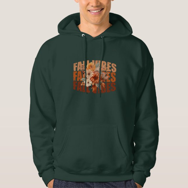 Fall vibes vattencolor wildblommor löv hoodie (Framsida)