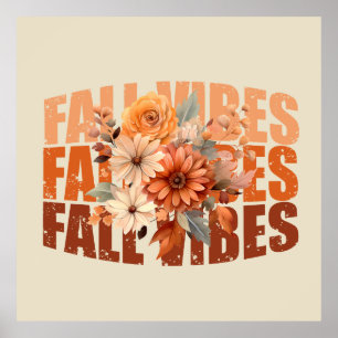 Fall vibes vattencolor wildblommor löv poster