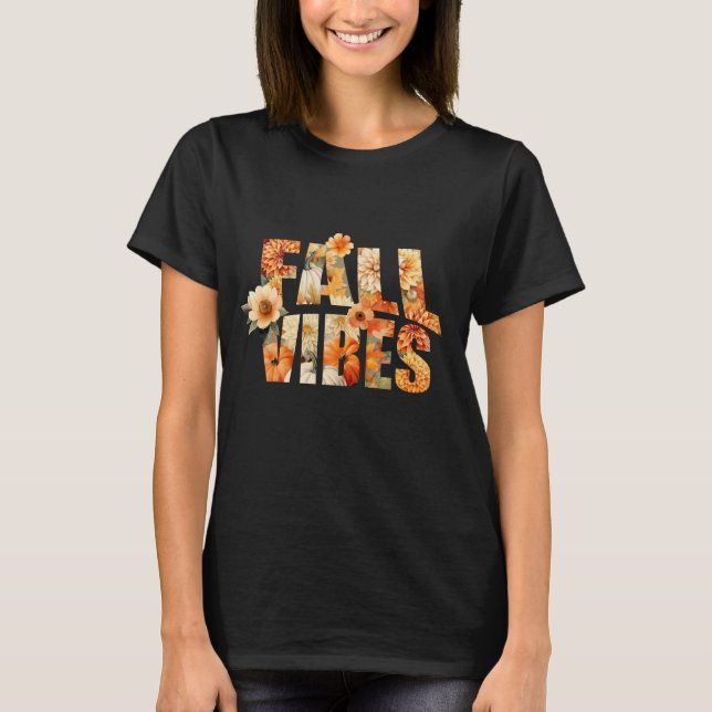 Fall vibes vattenfärgssnäckor höst löv t shirt (Framsida)
