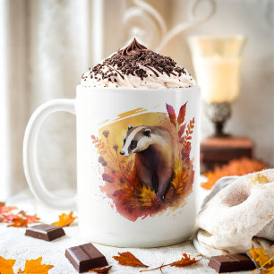 Fall Vibes Watercolor Badger - Kaffemugg