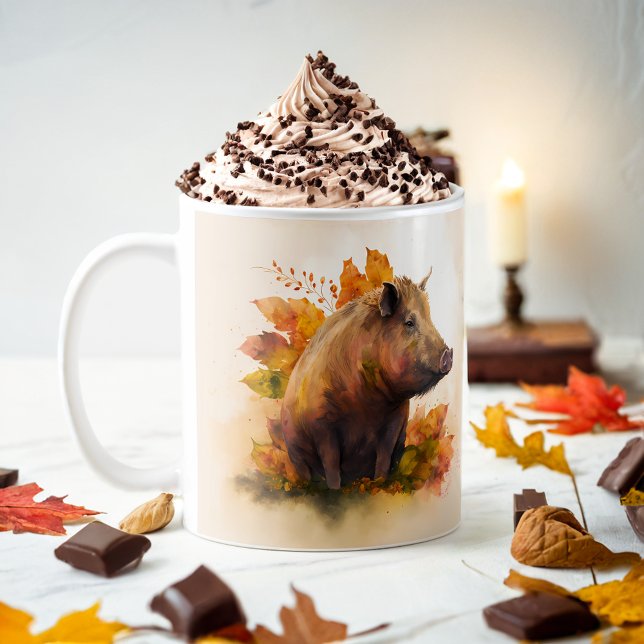 Fall Vibes Watercolor Boar - Kaffemugg (Skapare uppladdad)
