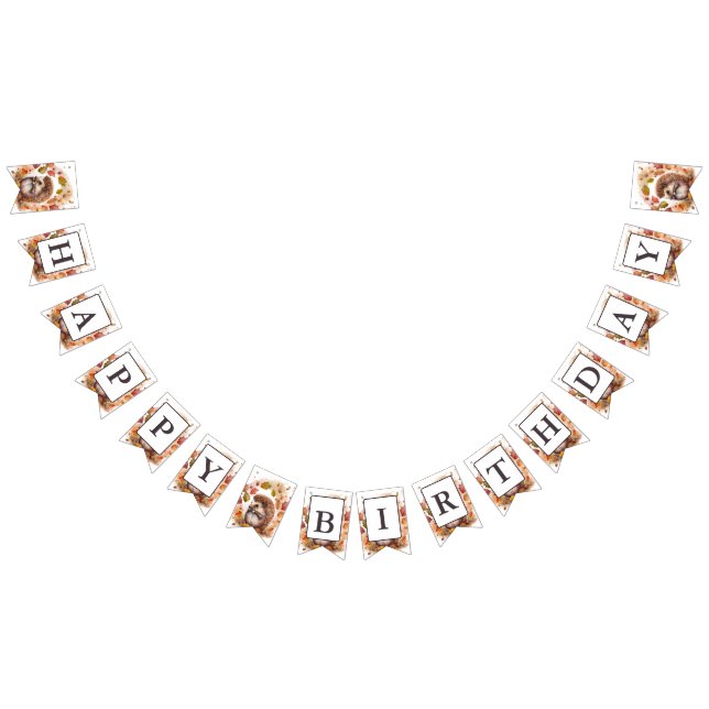 Fall Vibes Watercolor Hedgehog - födelsedagen Vimplar (Alla)