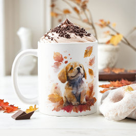 Fall Vibes Watercolor Puppy - Kaffemugg