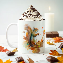 Fall Vibes Watercolor Squirrel - Kaffemugg