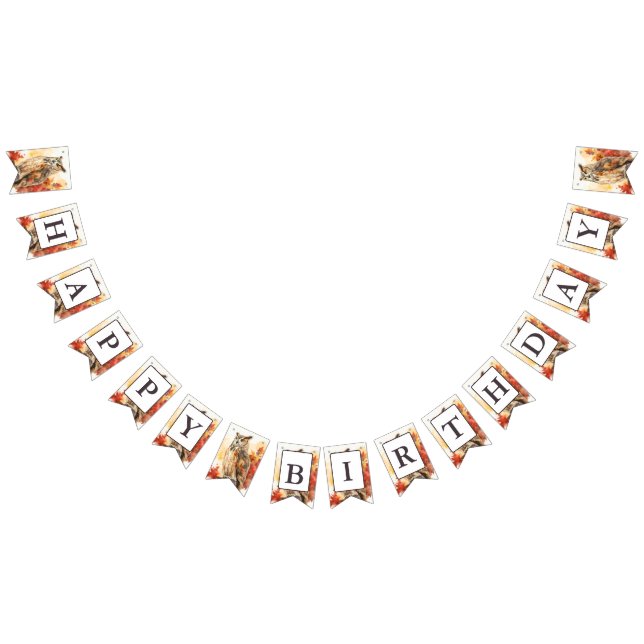 Fall Vibes Watercolor Uggla - födelsedagen Vimplar (Alla)