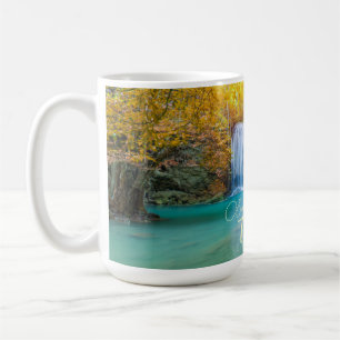Fall View of Erawan Waterfall Thailand Kaffemugg