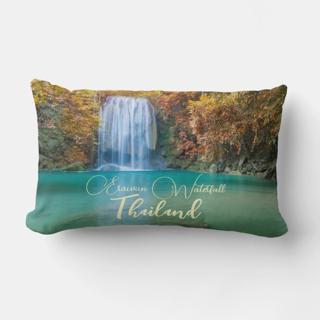 Fall View of Erawan Waterfall Thailand Lumbarkudde (Framsida)