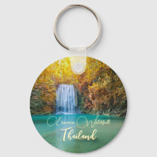 Fall View of Erawan Waterfall Thailand Nyckelring