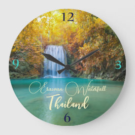 Fall View of Erawan Waterfall Thailand Stor Klocka
