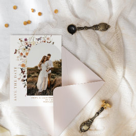 Fall Vild Flowers Arch Photo QR Code Bröllop Spara Datumet