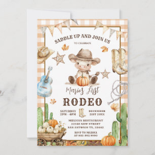 Fall Vilda western Min första Rodeo Cowboy-födelse Inbjudningar