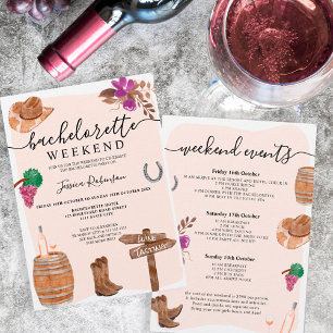 Fall vin bachelorette Party helg illustration Inbjudningar