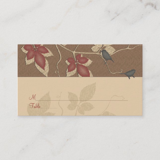 Fall Vines and Birds Special Occation Place Card Placeringskort (Framsida)
