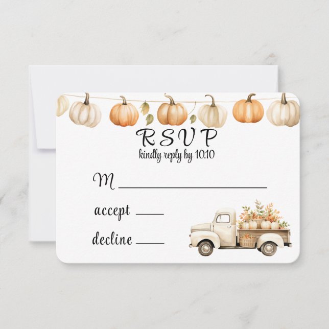 Fall Vintage Lastbil med Pumpkins Bröllop OSA Card Spara Datumet (Framsida)