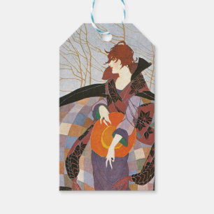 Fall Vintage Mode Illustration, januari 1919 Presentetikett
