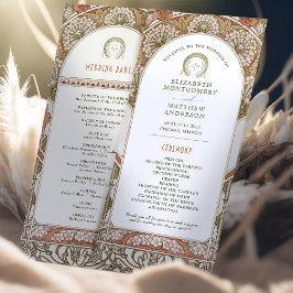 Fall Vintage Rust Bröllopsprogram Art nouveau Program