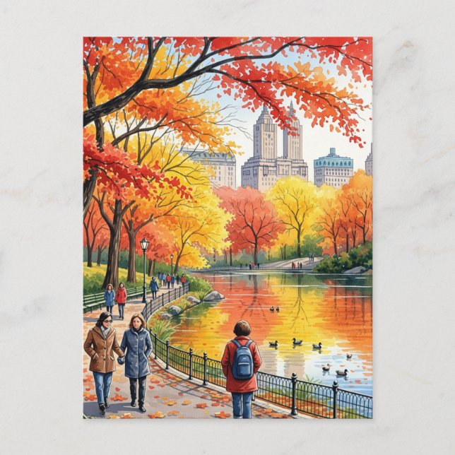 Fall Walk in the Park Vykort (Framsida)
