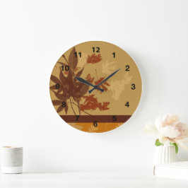 Fall Wall Clock Round, Black Numbers Stor Klocka