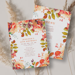 Fall Watercolor Blommigt 50 Birthday Program Menu